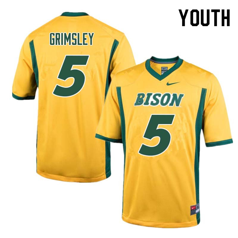 Youth #5 Robbie Grimsley North Dakota State Bison College Football Jerseys Sale-Yellow